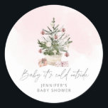 Pink winter Baby its cold outside baby shower Classic Round Sticker<br><div class="desc">Pink winter Baby its cold outside baby shower Classic Round Sticker
Matching items available! Check the collection!</div>