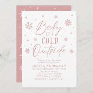 Pink Winter Baby It's Cold Outside Baby Shower Invitation