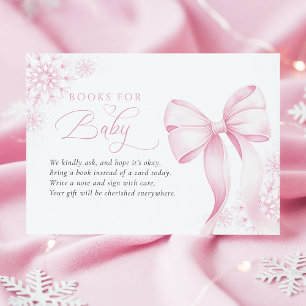 Pink Winter Baby Shower Books for Baby Enclosure Card
