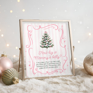Pink Winter Baby Shower How Big is Mummy's Belly Poster