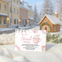 Pink Winter Baby Shower Thank You Card
