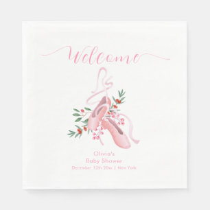 Pink Winter Ballerina Tutu Baby Shower Welcome Napkin
