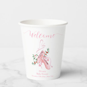 Pink Winter Ballerina Tutu Baby Shower Welcome Paper Cups