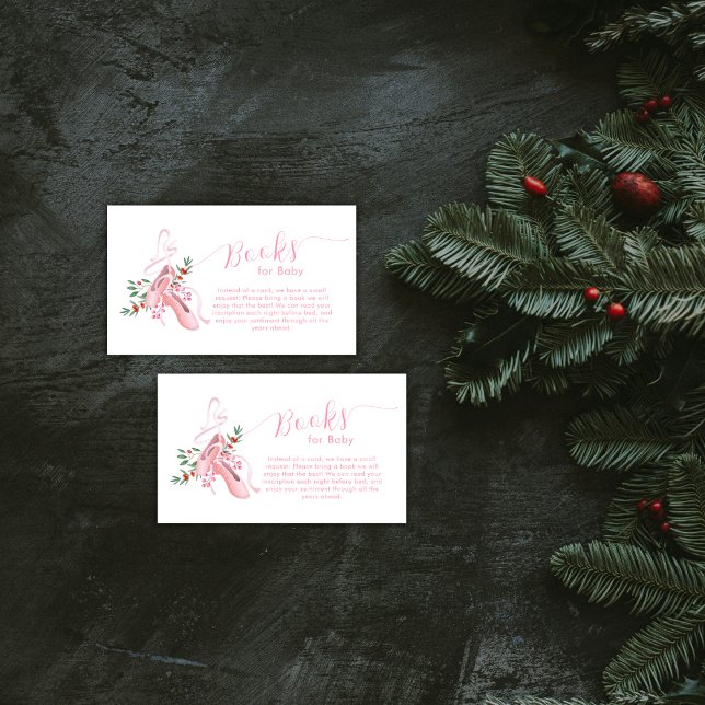 Pink Winter Ballerina Tutu Books For Baby Shower  Enclosure Card (Pink Winter Ballerina Tutu Books For Baby Shower Enclosure Card)