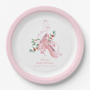 Pink Winter Ballerina Tutu Cold Baby Shower Paper Plate