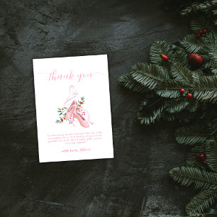 Pink Winter Ballerina Tutu Cold Baby Shower Thank You Card