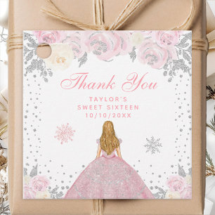 Pink Winter Blonde Hair Princess Sweet Sixteen Favour Tags