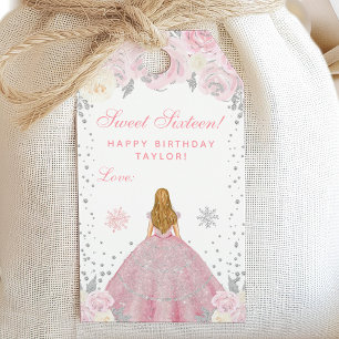 Pink Winter Blonde Hair Princess Sweet Sixteen Gift Tags