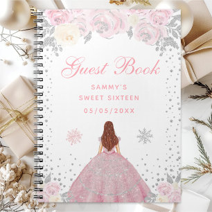 Pink Winter Brown Hair Princess Sweet Sixteen Notebook
