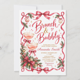 Pink Winter Brunch and Bubbly Girl Bridal Shower Invitation