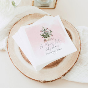 Pink winter Christmas A merry little baby shower Napkin