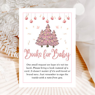 Pink Winter Christmas Baby Shower Books For Baby Enclosure Card