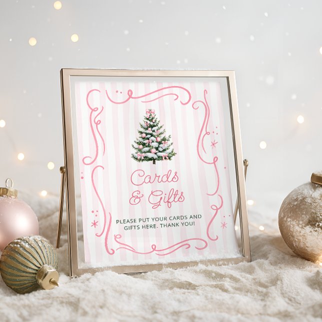 Pink Winter Christmas Baby Shower Cards and Gifts Poster (Creator Uploaded)