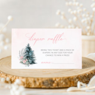 Pink Winter Christmas Baby Shower Diper raffle Enclosure Card