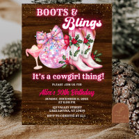 Pink Winter Christmas Boots and Blings Birthday