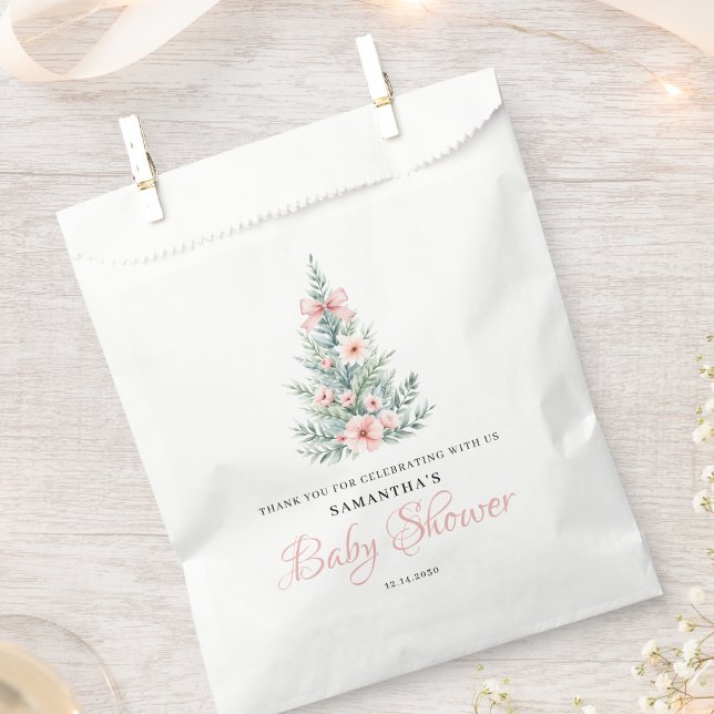 Pink Winter Christmas Girl Baby Shower Favour Bags (Creator Uploaded)
