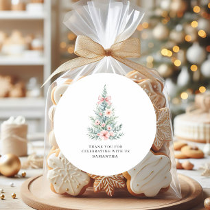 Pink Winter Christmas Girl Baby Shower Sticker