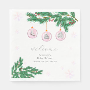 Pink Winter Clothes Ornaments Baby Shower Welcome Napkin