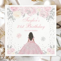 Pink Winter Dark Skin Princess Birthday Party