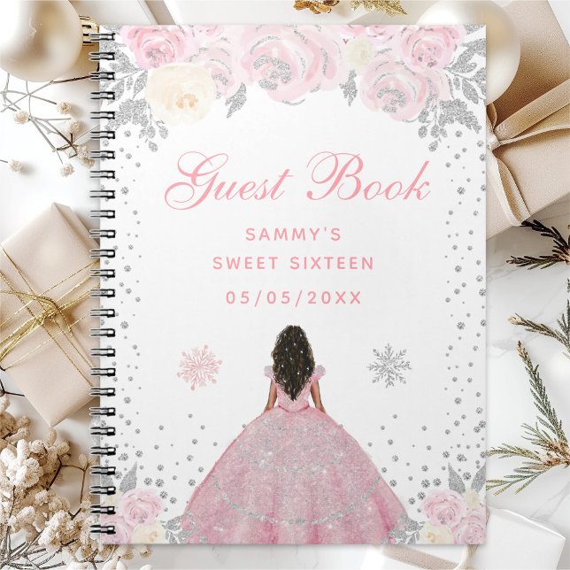 Pink Winter Dark Skin Princess Sweet Sixteen Notebook (Creator Uploaded)