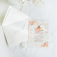 Pink Winter Deer Its a Girl Baby Shower