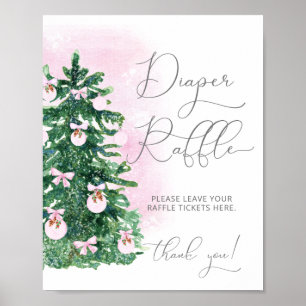 Pink winter diaper raffle poster