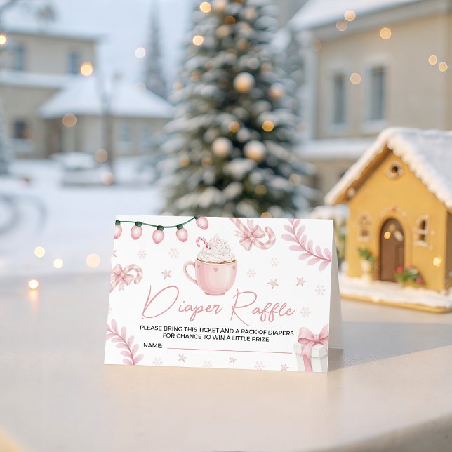 Pink Winter Diaper Raffle Ticket Enclosure Card (Creator Uploaded)