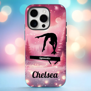 Pink Winter Gymnastics Balance Beam Custom Holiday iPhone 16 Pro Case