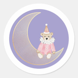 Pink winter holiday candy cotton bear classic round sticker