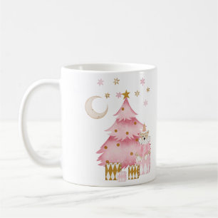Pink winter holiday candy cotton bear coffee mug