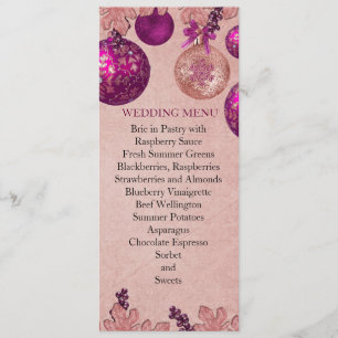 Pink Winter Holiday Ornaments Wedding Menu