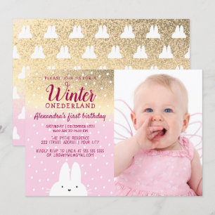 Pink Winter ONEderland 1st Birthday  Invitation