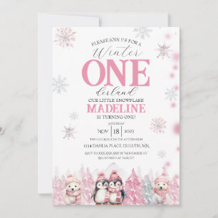 Pink Winter ONEderland Invitation