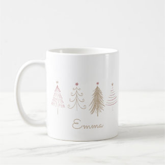 Pink Winter Pines Whimsical Christmas Mug