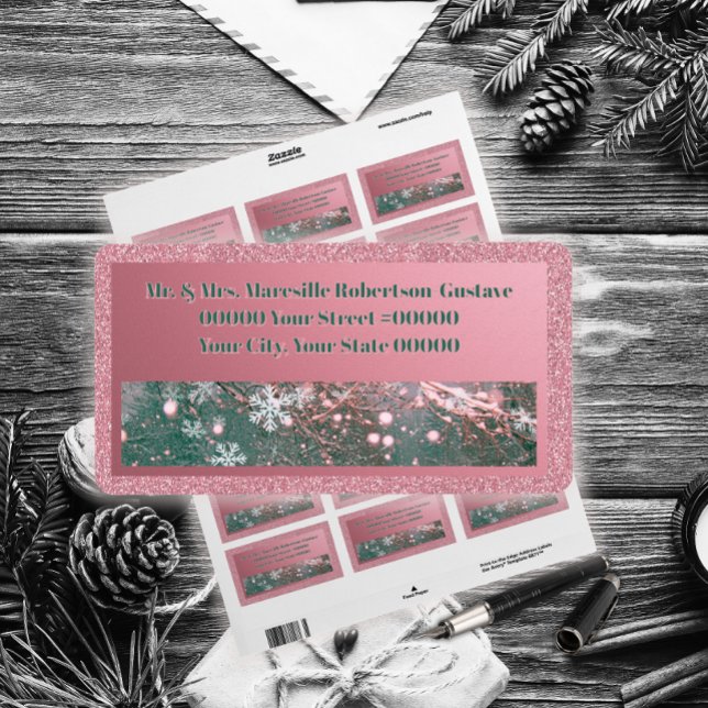 Pink Winter Setting Elegant Christmas  Label (Creator Uploaded)