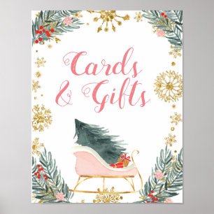 Pink Winter Sleigh Cards and Gifts Poster