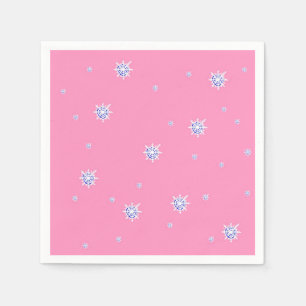 Pink Winter Snowflakes Napkin