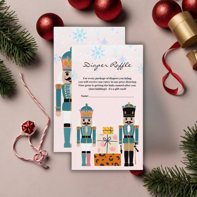 Pink Winter Snowflakes Nutcracker Baby Shower Enclosure Card (Creator Uploaded)