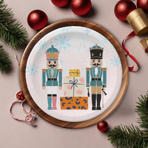 Pink Winter Snowflakes Nutcracker Baby Shower Paper Plate