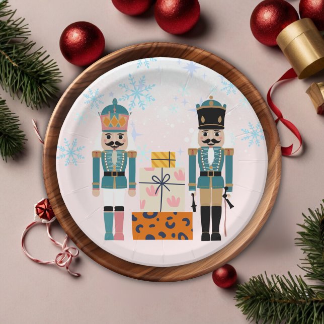 Pink Winter Snowflakes Nutcracker Baby Shower Paper Plate (Creator Uploaded)