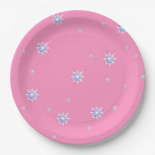 Pink Winter Snowflakes   Paper Plate