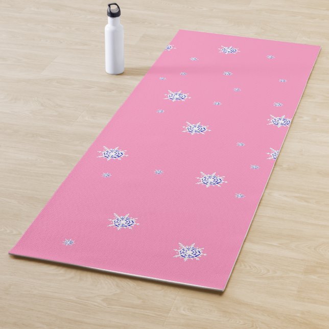 Pink Winter Snowflakes  Yoga Mat (In Situ)
