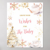Pink Winter Tea Party Baby Shower Leave Your Wish