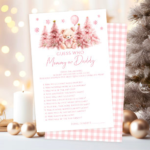 Pink Winter Teddy Bear Baby Mummy or Daddy Game