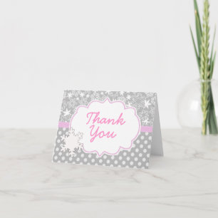 Pink Winter Thank you Card to invitation
