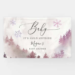 Pink Winter Wonderland Baby Shower Banner