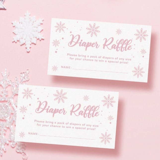 Pink Winter Wonderland Baby Shower Diaper Raffle  Enclosure Card (Creator Uploaded)