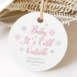 Pink Winter Wonderland Baby Shower Favour Tags