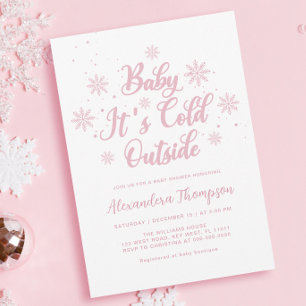 Pink Winter Wonderland Baby Shower Invitation