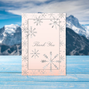 Pink Winter Wonderland Baby Shower Thank You Card